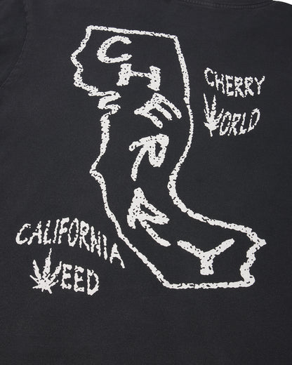 California Weed Long Sleeve Tee in Faded Black