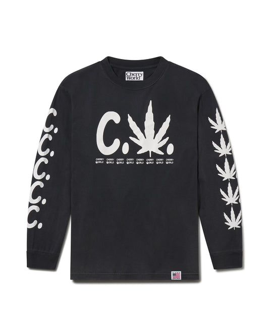 California Weed Long Sleeve Tee in Faded Black