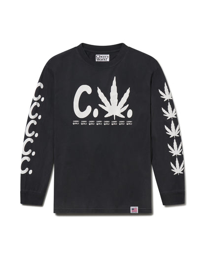 California Weed Long Sleeve Tee in Faded Black