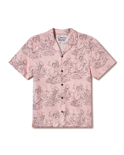 Dejenuer Hawaiian Shirt in Faded Pink