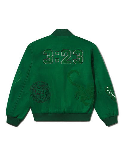 Wool Varsity Jacket in Green