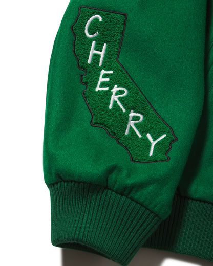 Wool Varsity Jacket in Green