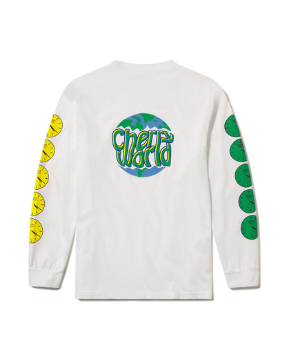 Smiley Clocks Long Sleeve Tee in Optic White