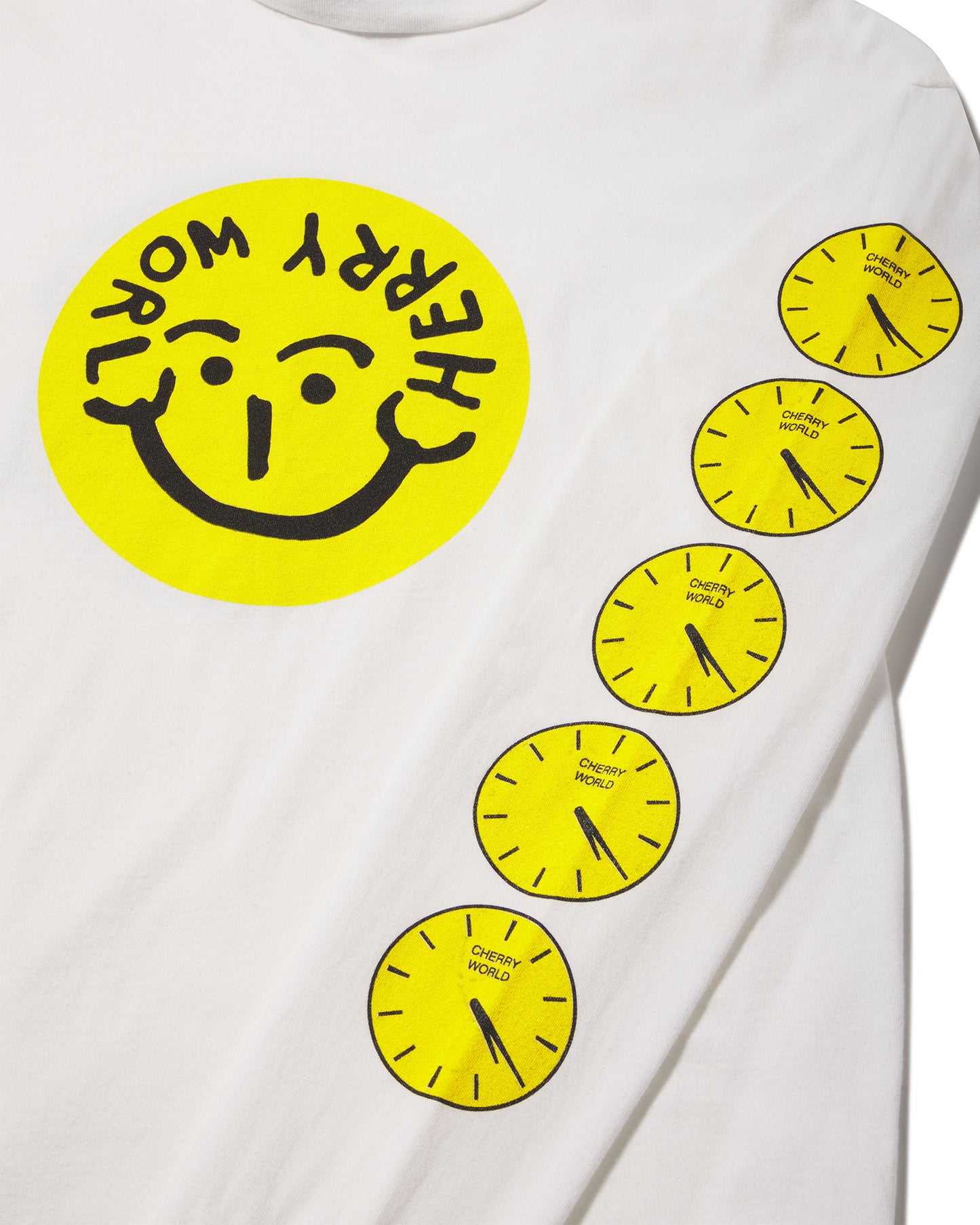 Smiley Clocks Long Sleeve Tee in Optic White